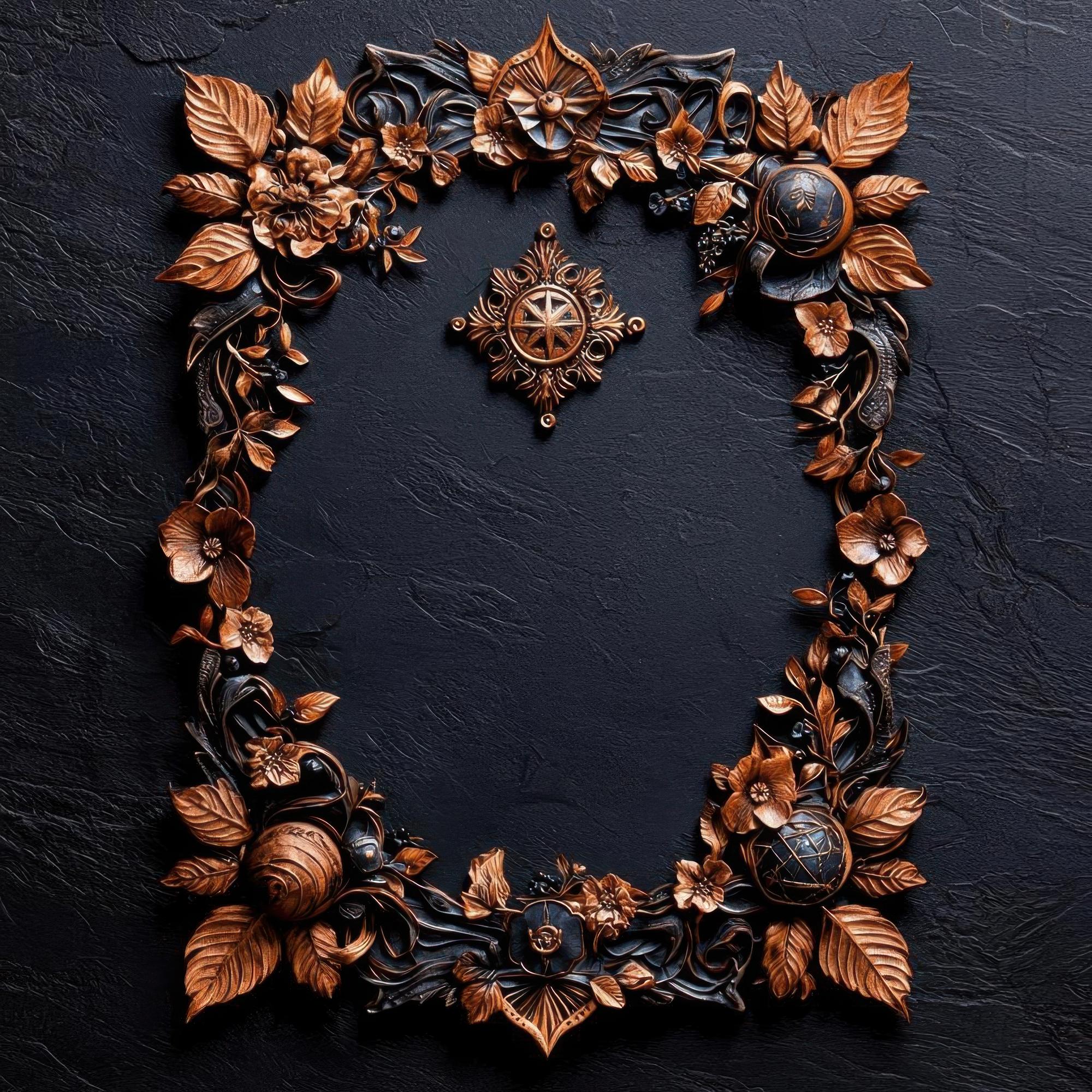 Overlapping framed embroidered crest on velvet